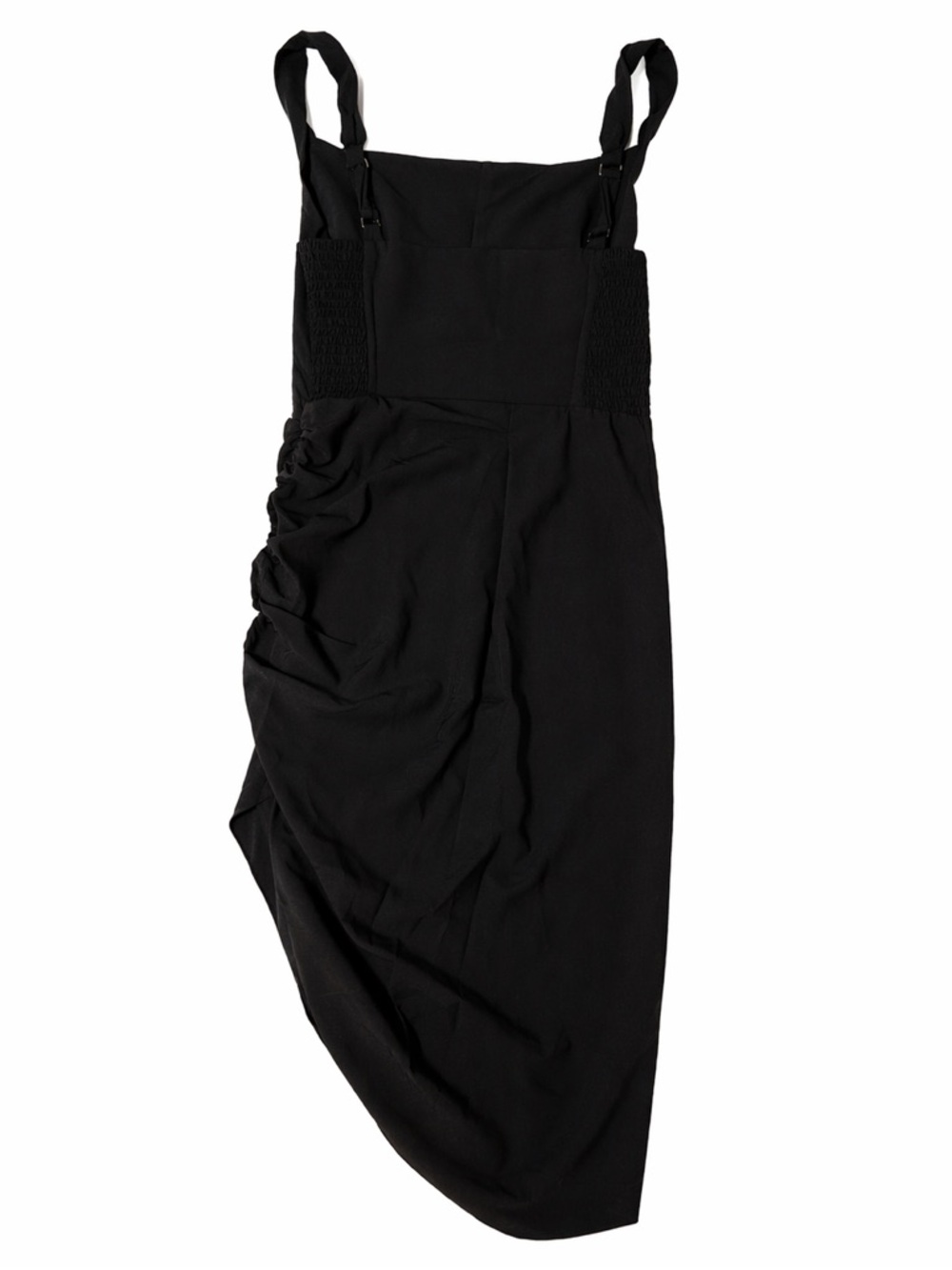 Amanda Uprichard Black Ruched Strap Midi Dress
